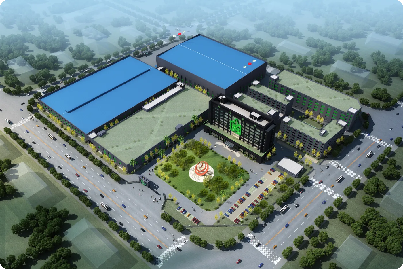 Aerial view of our 110,000 m² paper packaging production campus