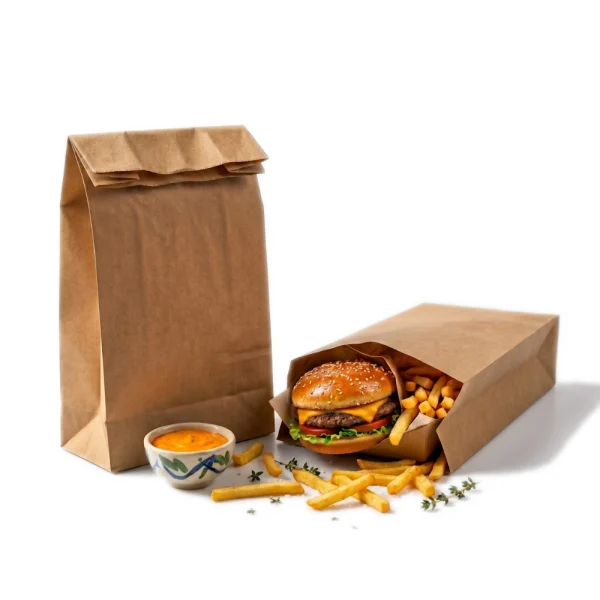 Kraft SOS pinch-bottom takeaway paper bags for burgers, fries and bakery